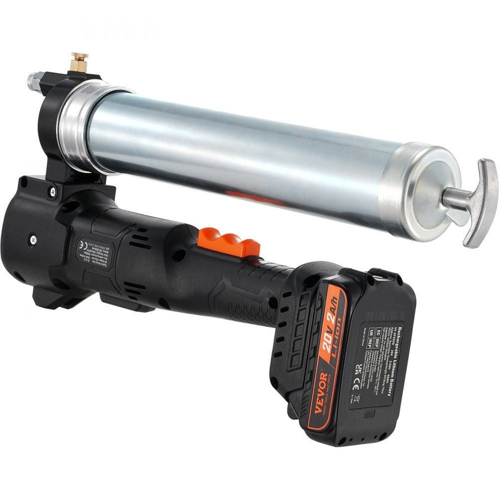 VEVOR Cordless Grease Gun, 20-Volt, 10,000 PSI, 39" Long Hose, Electric Grease Gun Kit Professional High Pressure Battery Powered Grease Gun with Carrying Case, Two Batteries & Charger Included, Black 