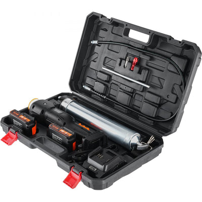 VEVOR Cordless Grease Gun, 20-Volt, 10,000 PSI, 39" Long Hose, Electric Grease Gun Kit Professional High Pressure Battery Powered Grease Gun with Carrying Case, Two Batteries & Charger Included, Black 