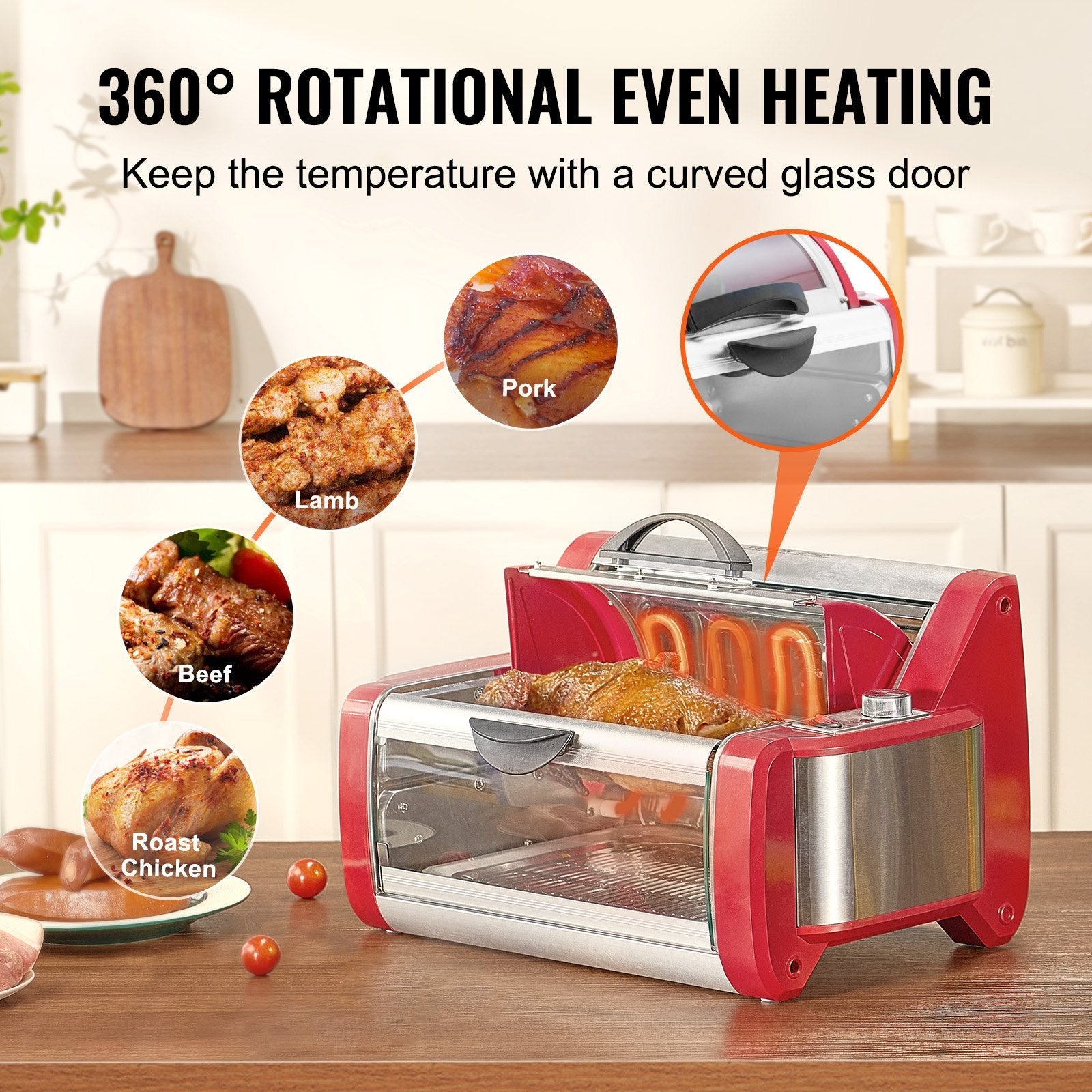 VEVOR Stainless Steel Shawarma Grill Machine Electric Gyro Rotisserie Doner 