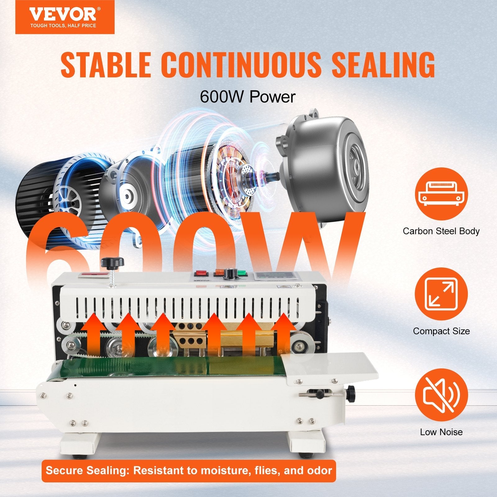 VEVOR Continuous Bag Band Sealing Machine Horizontal Band Sealer Count Function 