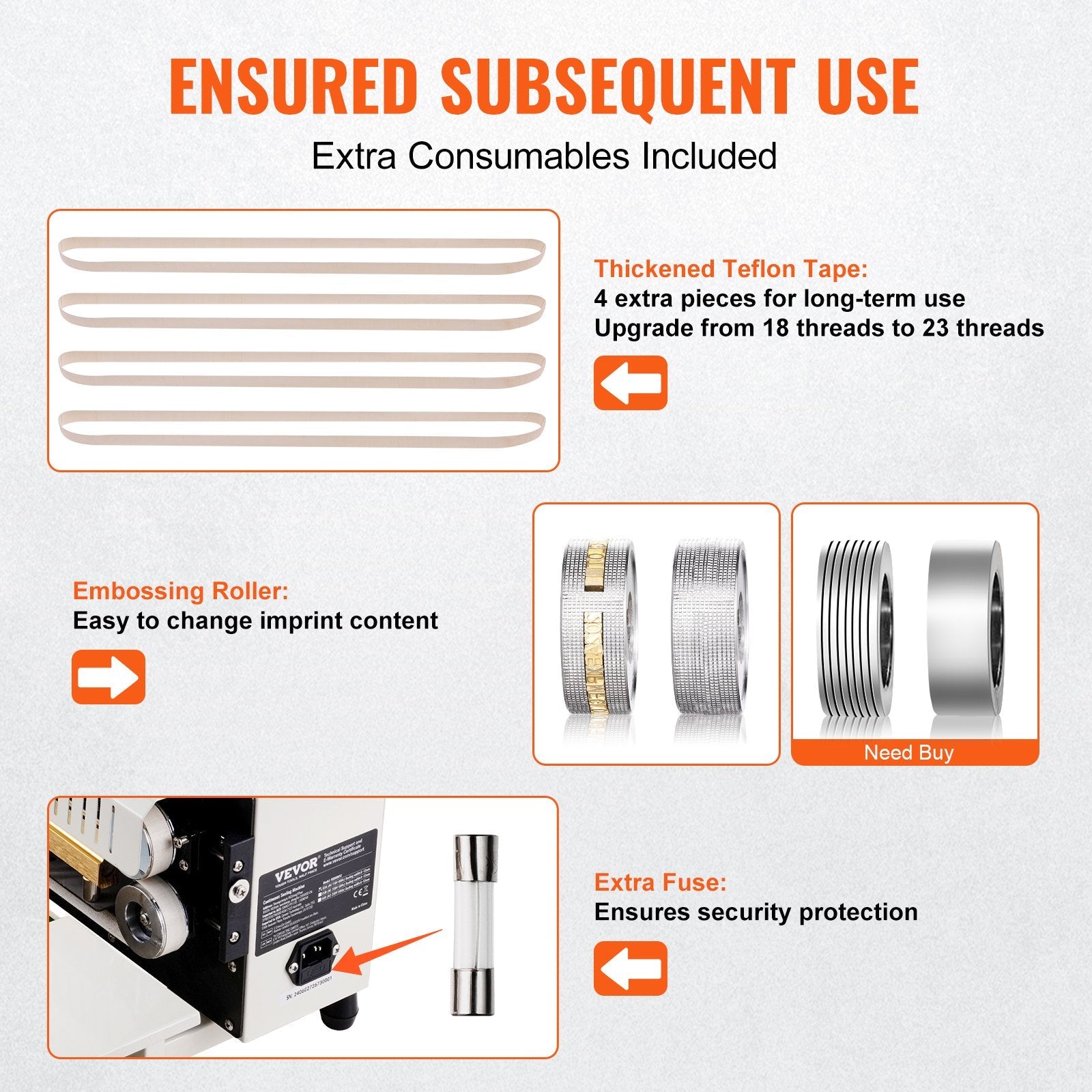 VEVOR Continuous Bag Band Sealing Machine Horizontal Band Sealer Count Function 