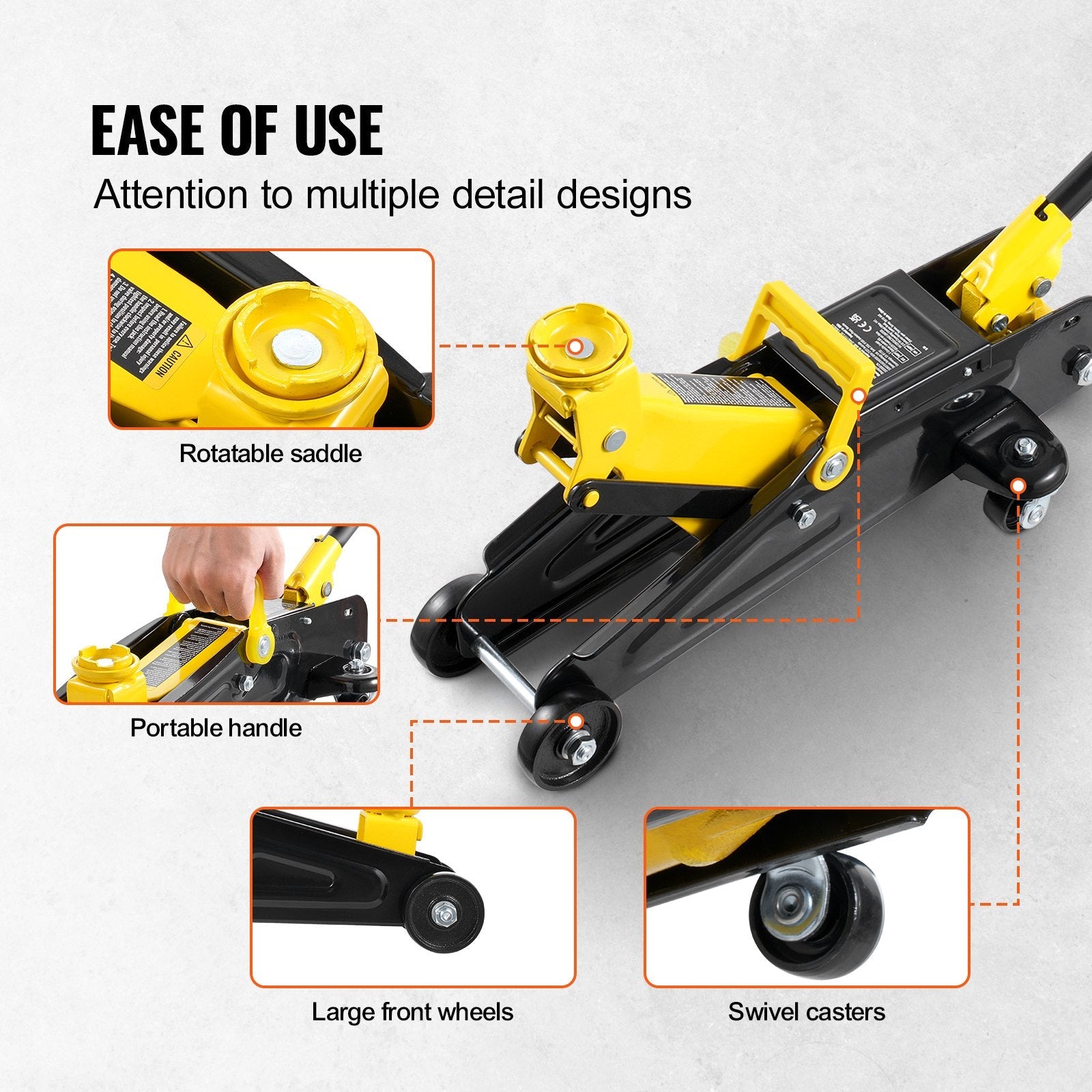 VEVOR Low Profile Floor Jack 2 Ton Heavy Duty Single Piston Hydraulic Pump 