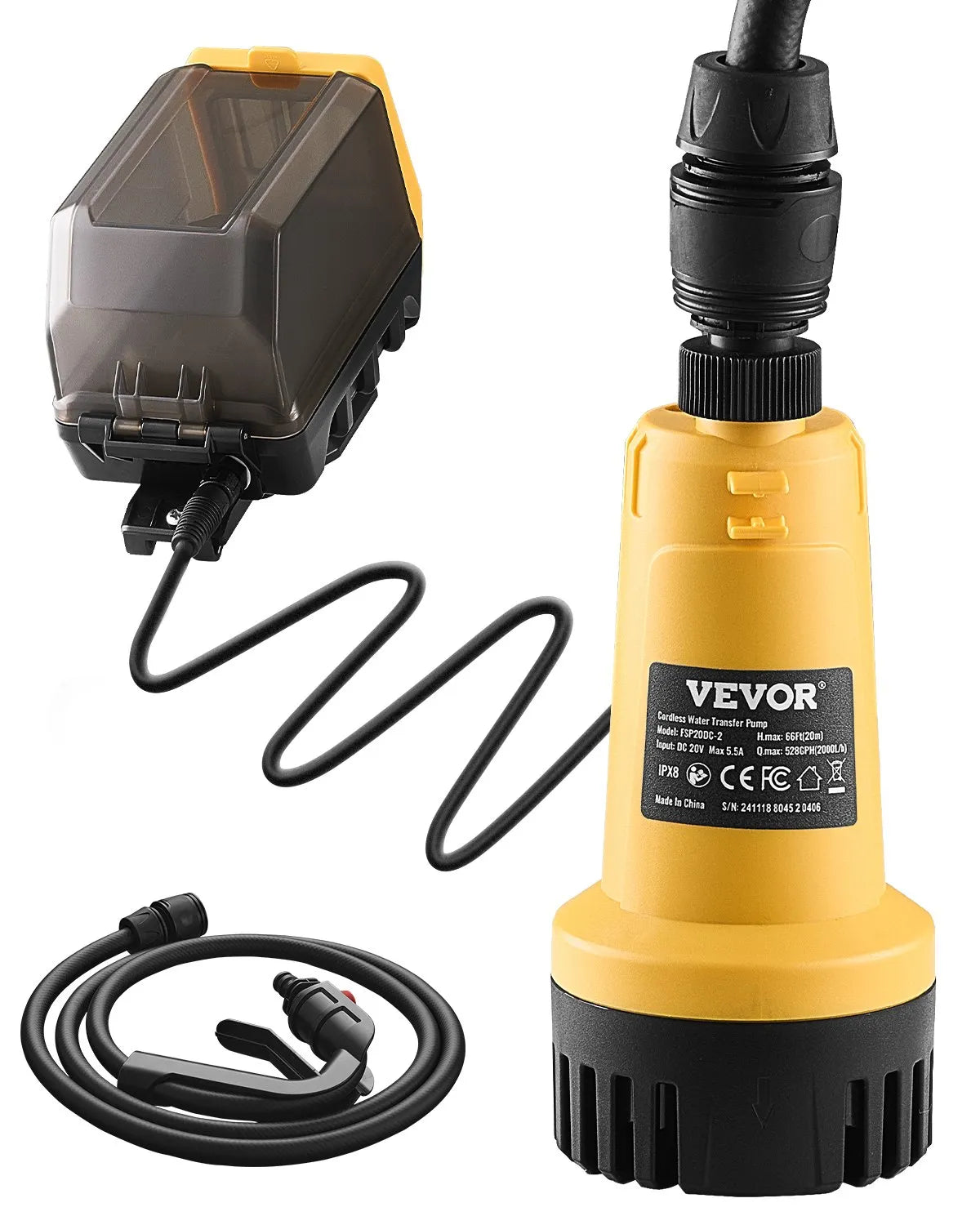 VEVOR Cordless Submersible Water Pump for Dewalt 20V MAX Battery (Tool Only)