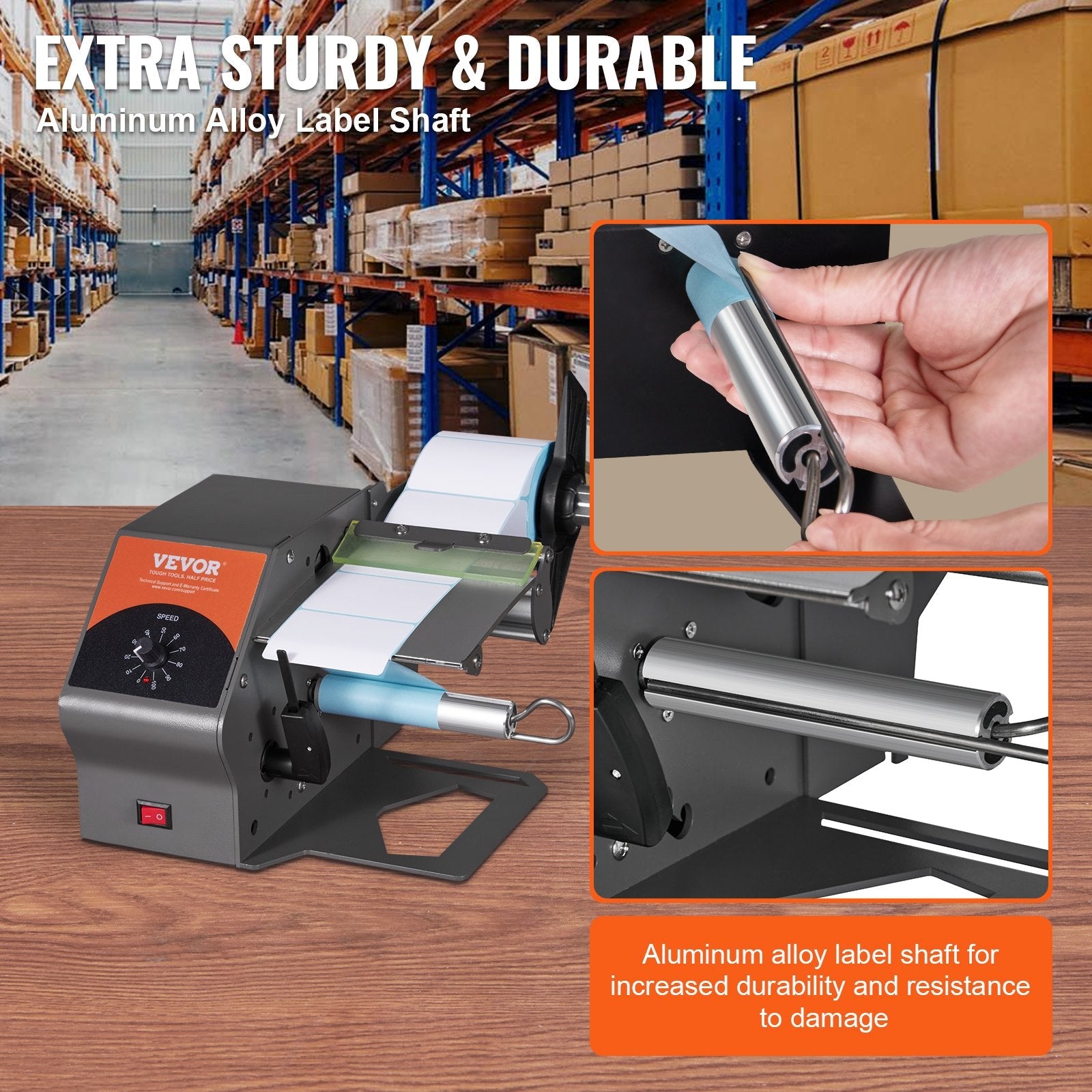 VEVOR Automatic Label Dispenser, Width 0.2"-4.5"/5-115 mm, Length 0.2"/5 mm-?, Automatic Label Stripper Label Separating Machine, Speed Adjustable Label Applicator for Transparent and Opaque Labels 