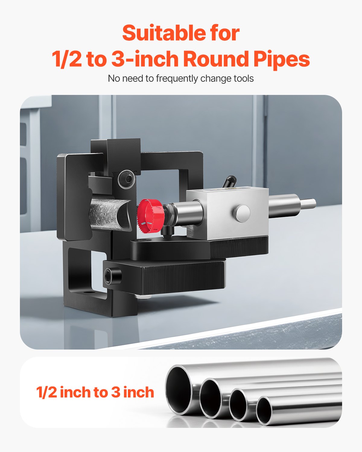 VEVOR Pipe Notcher 1/2 to 3-inch Tubing Notcher with 0 - 50° Adjustable Angle 