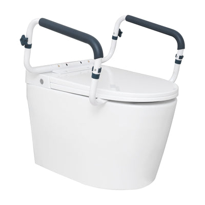 VEVOR Toilet Safety Rail, 300LBS Capacity Toilet Seat Frame, Adjustable Width Fit Most Toilets, Easy Installation, Toilet Handles Grab Bars with Padded Armrests for Handicap, Disabled, Seniors 