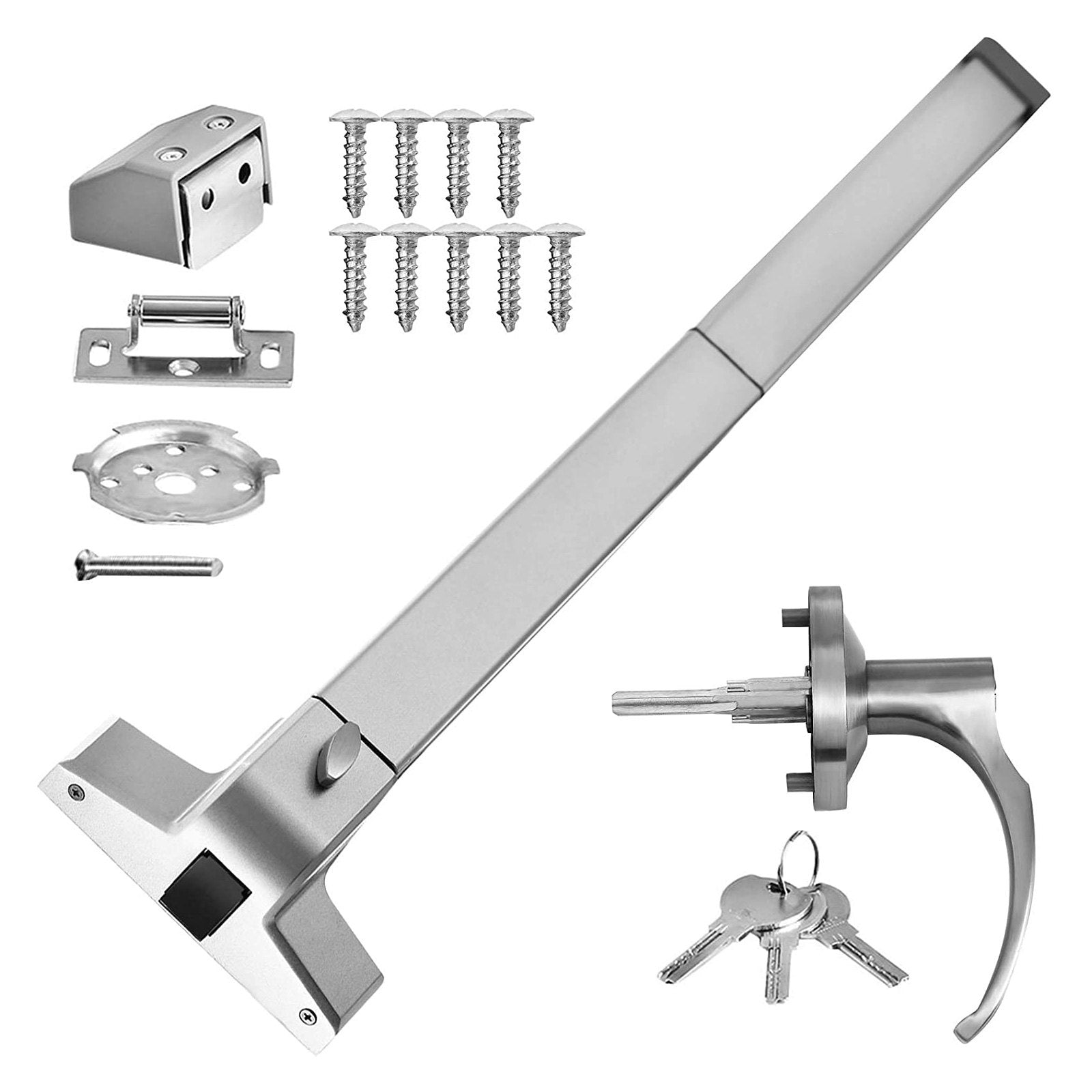 Door Push Bar Panic Exit Device W/ Exterior Lever Commercial Emergency Exit Bar 