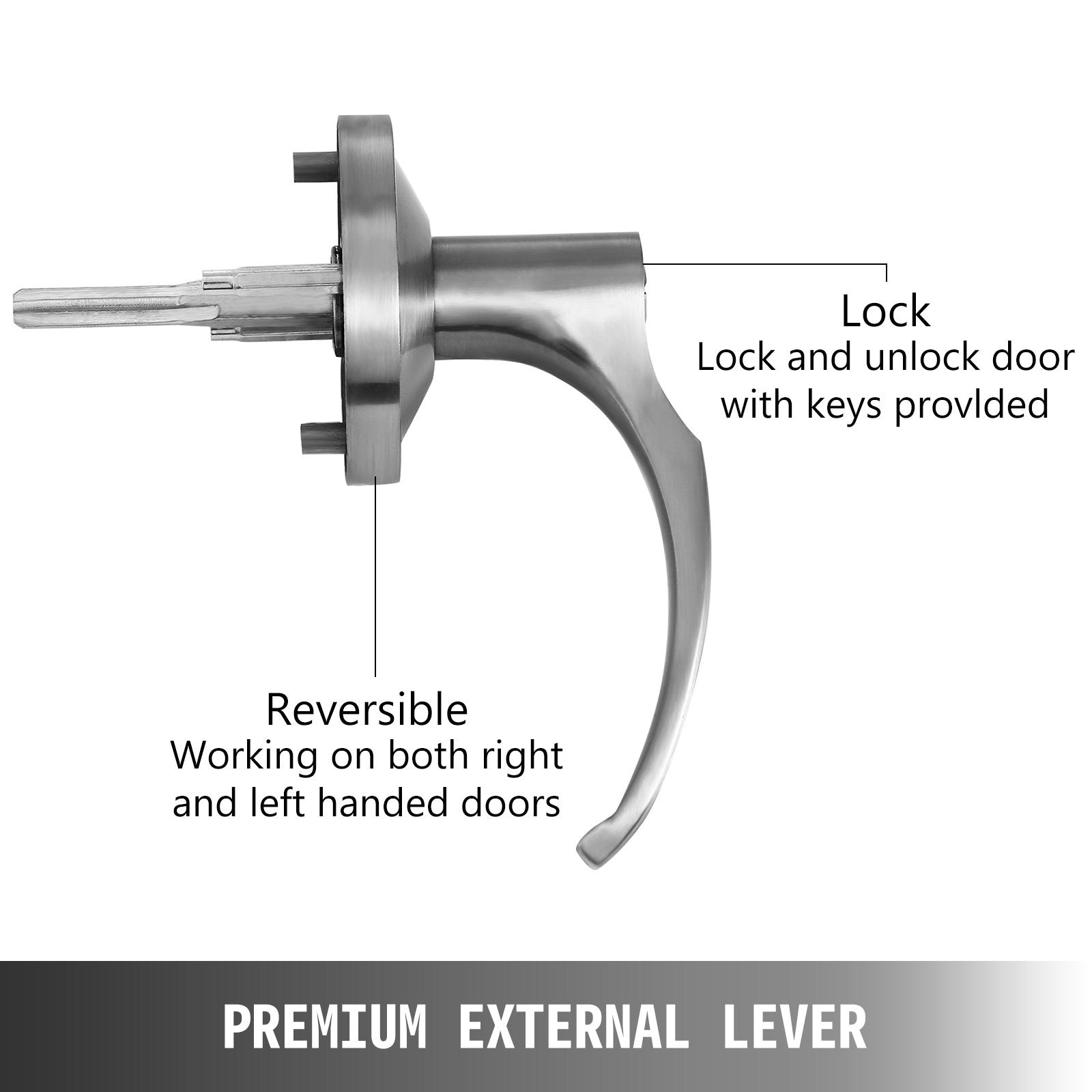 Door Push Bar Panic Exit Device W/ Exterior Lever Commercial Emergency Exit Bar 