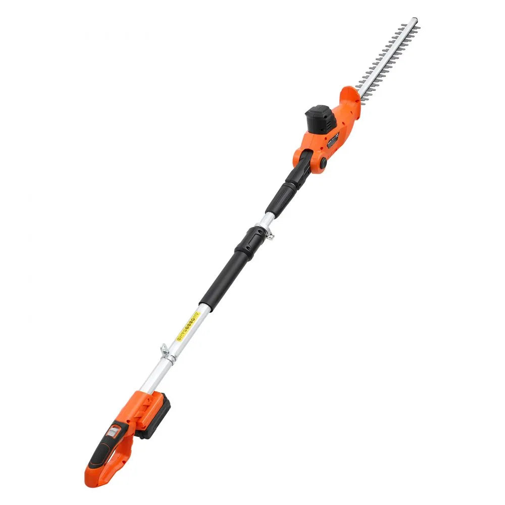 Cordless Pole Hedge Trimmer, 20V Electric Telescoping Hedge Trimmer Kit with 18" Dual-Action Steel Blade, Battery & Fast Charger Included