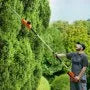 Cordless Pole Hedge Trimmer, 20V Electric Telescoping Hedge Trimmer Kit with 18" Dual-Action Steel Blade, Battery & Fast Charger Included