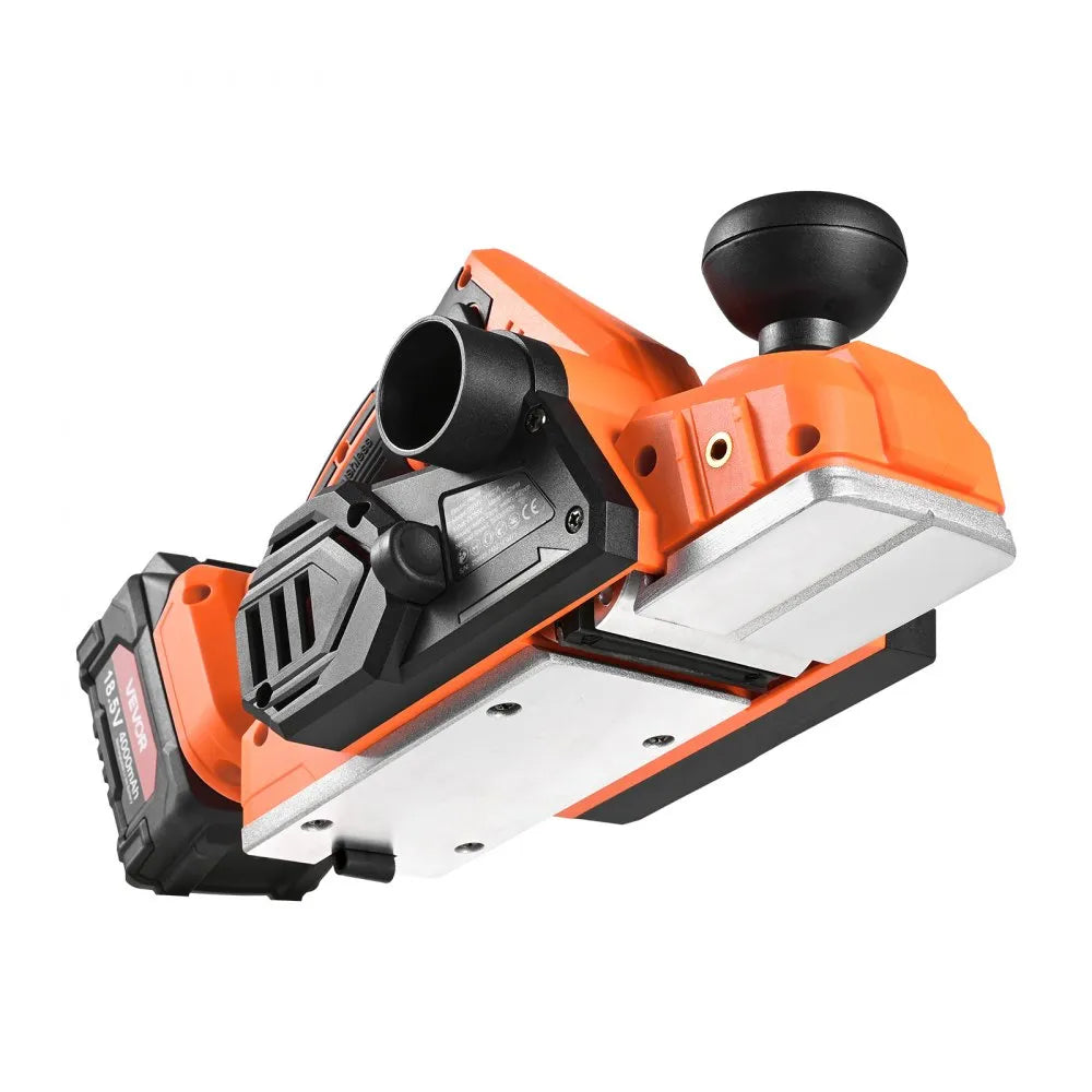VEVOR Cordless Handheld Planer, 3-1/4-Inch Cut Width, 15000 RPM Electric Hand Wood Planer with 4.0 Ah 18V Lithium Battery, Brushless Motor, Adjustable Cut Depth, Dust Collection Bag, for Woodworking 