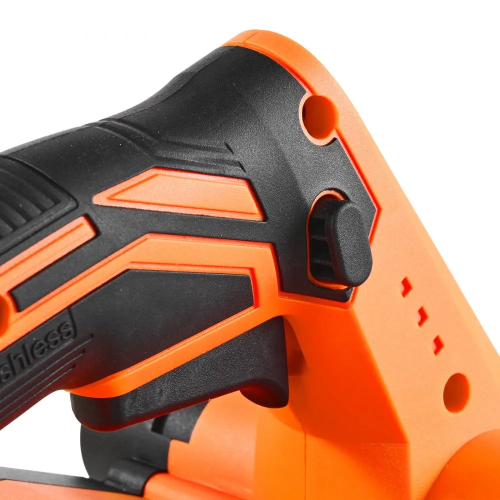 VEVOR Cordless Handheld Planer, 3-1/4-Inch Cut Width, 15000 RPM Electric Hand Wood Planer with 4.0 Ah 18V Lithium Battery, Brushless Motor, Adjustable Cut Depth, Dust Collection Bag, for Woodworking 