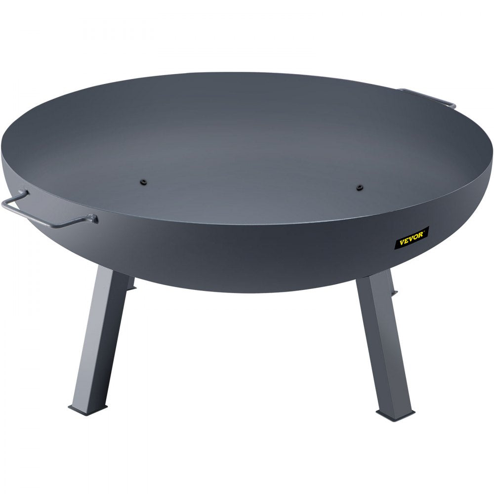 VEVOR Fire Pit Bowl, 34-Inch Deep Round Carbon Steel Fire Bowl, Wood Burning for Outdoor Patios, Backyards & Camping Uses, Portable Handles and A Firewood Stick, Black 