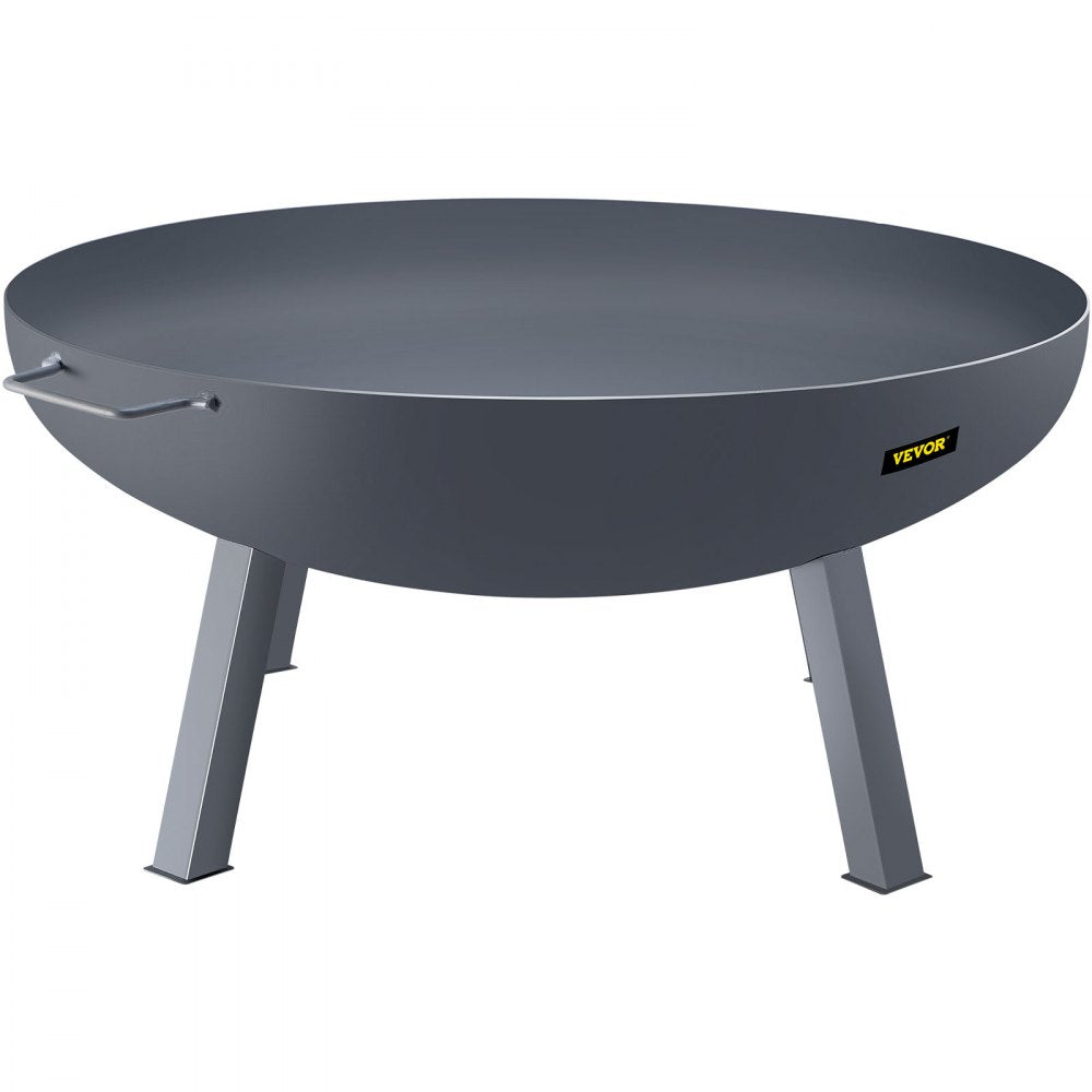 VEVOR Fire Pit Bowl, 34-Inch Deep Round Carbon Steel Fire Bowl, Wood Burning for Outdoor Patios, Backyards & Camping Uses, Portable Handles and A Firewood Stick, Black 