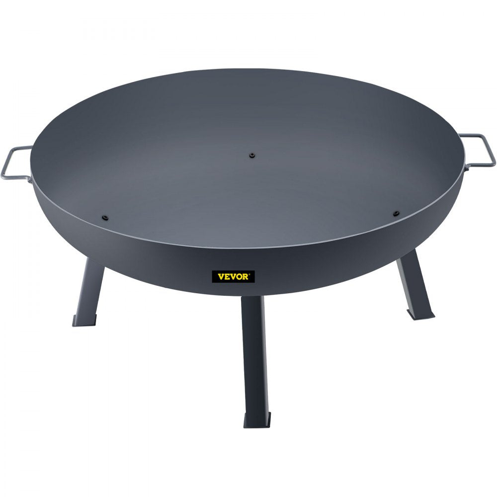 VEVOR Fire Pit Bowl, 34-Inch Deep Round Carbon Steel Fire Bowl, Wood Burning for Outdoor Patios, Backyards & Camping Uses, Portable Handles and A Firewood Stick, Black 