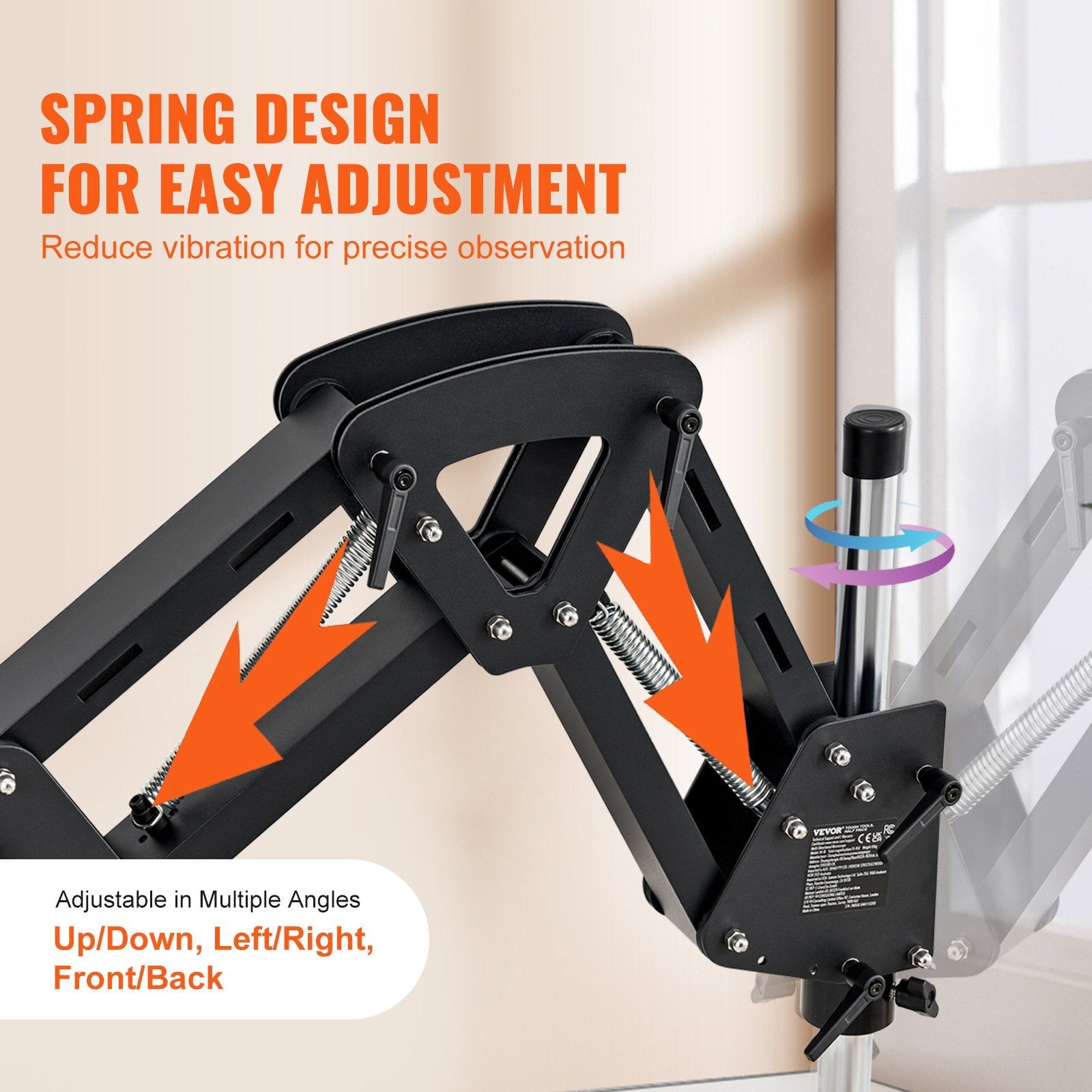 VEVOR Multi-Directional Microscope Spring Bracket Ball Vise Ring Light 7X-45X 