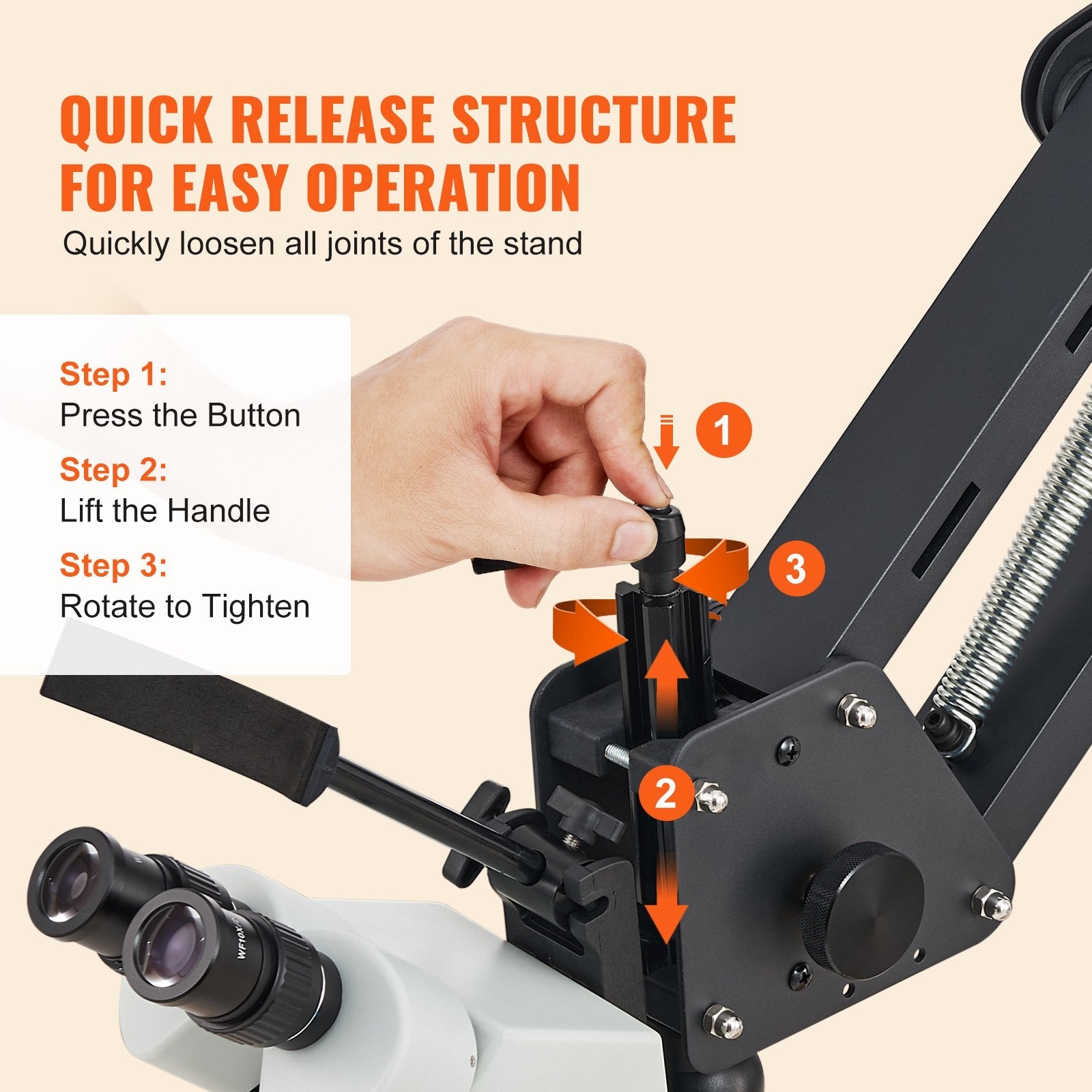 VEVOR Multi-Directional Microscope Spring Bracket Ball Vise Ring Light 7X-45X 