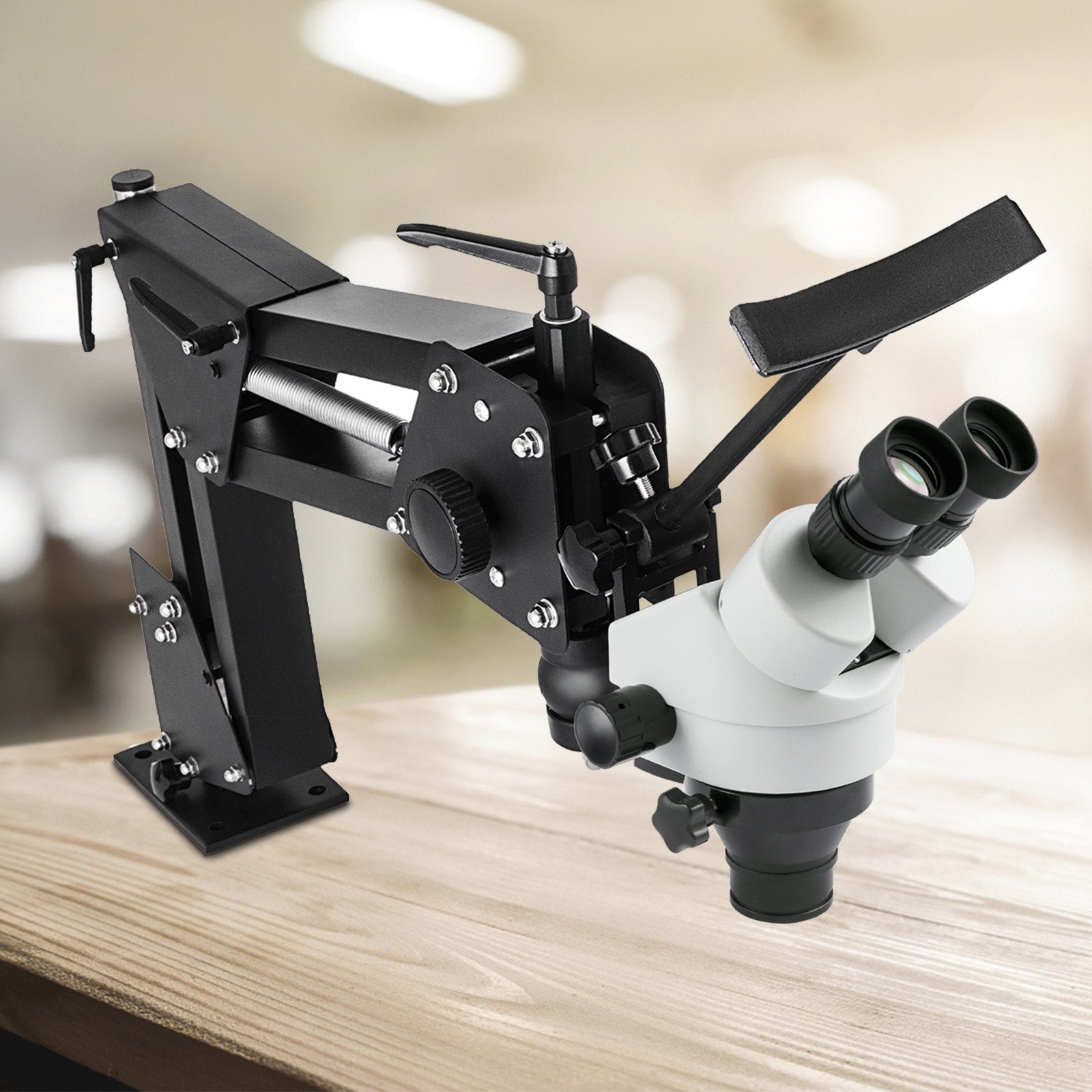 VEVOR Micro Inlaid Mirror Multi-Directional Microscope with Spring Bracket 7X-45X Multi-Directional Micro-Setting Microscope Microscope Gem Diamond Setting Machine with Stand Jewelry Tools 
