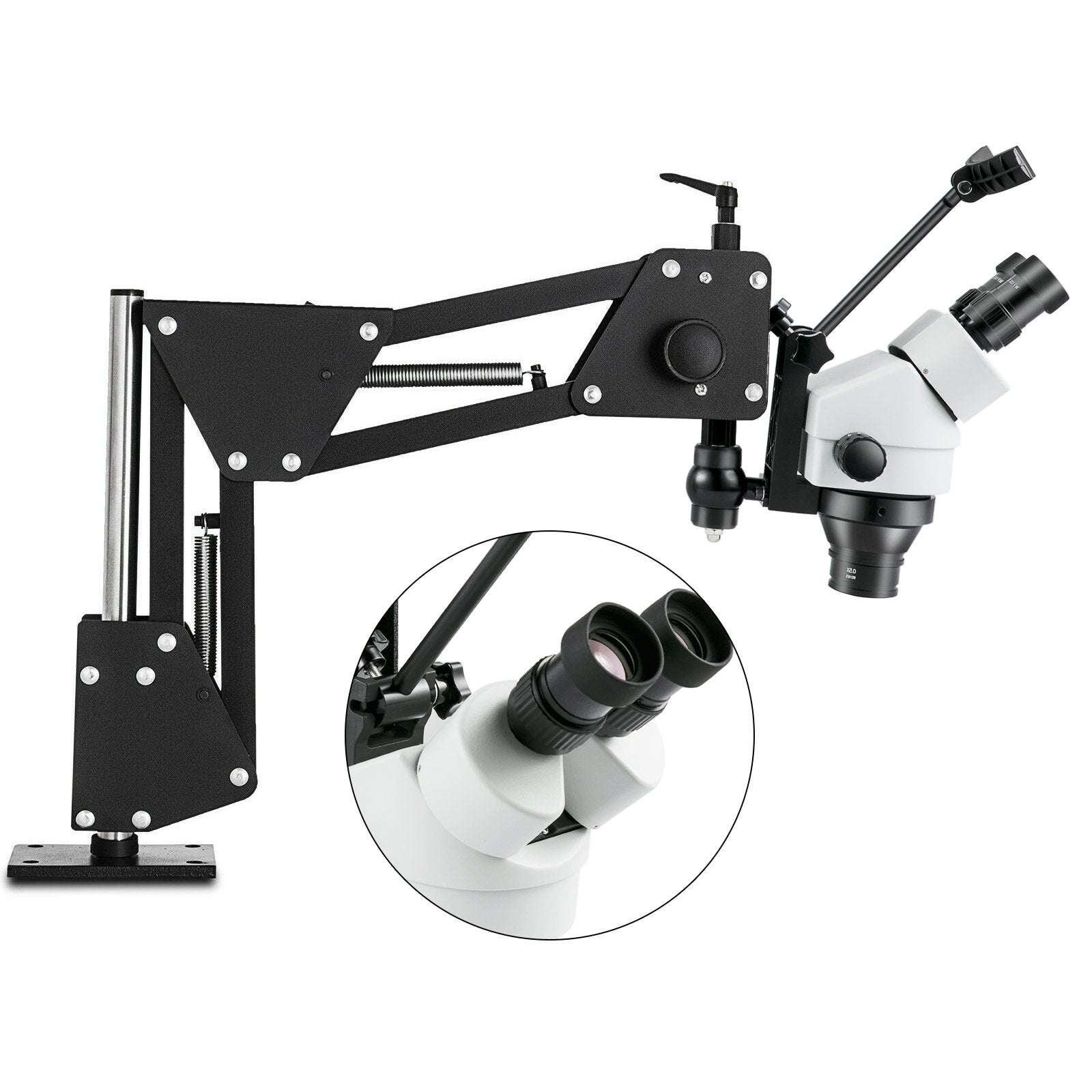 VEVOR Micro Inlaid Mirror Multi-Directional Microscope with Spring Bracket 7X-45X Multi-Directional Micro-Setting Microscope Microscope Gem Diamond Setting Machine with Stand Jewelry Tools 