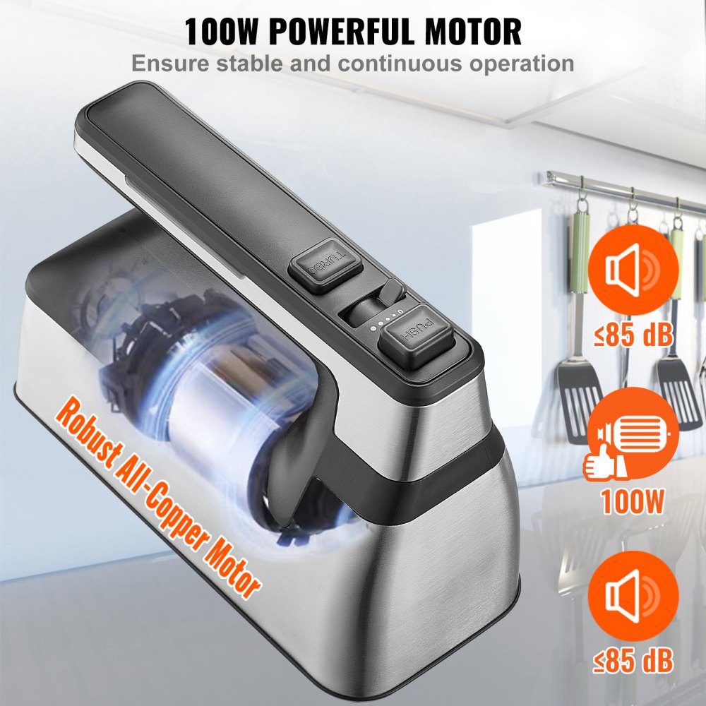 VEVOR Cordless Electric Hand Mixer, 250W, Continuously Variable Electric Handheld Mixer, with Turbo Boost Beaters Dough Hooks Storage Bag, Baking Supplies for Whipping Mixing Egg Cookie Cake Cream 