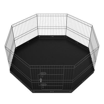 VEVOR Dog Playpen, 8 Panels Foldable Metal Dog Exercise Pen with Bottom Pad, 24" H Pet Fence Puppy Crate Kennel with Ground Stakes, Indoor Outdoor Dog Pen for Small Medium Pets, for Camping, Yard 
