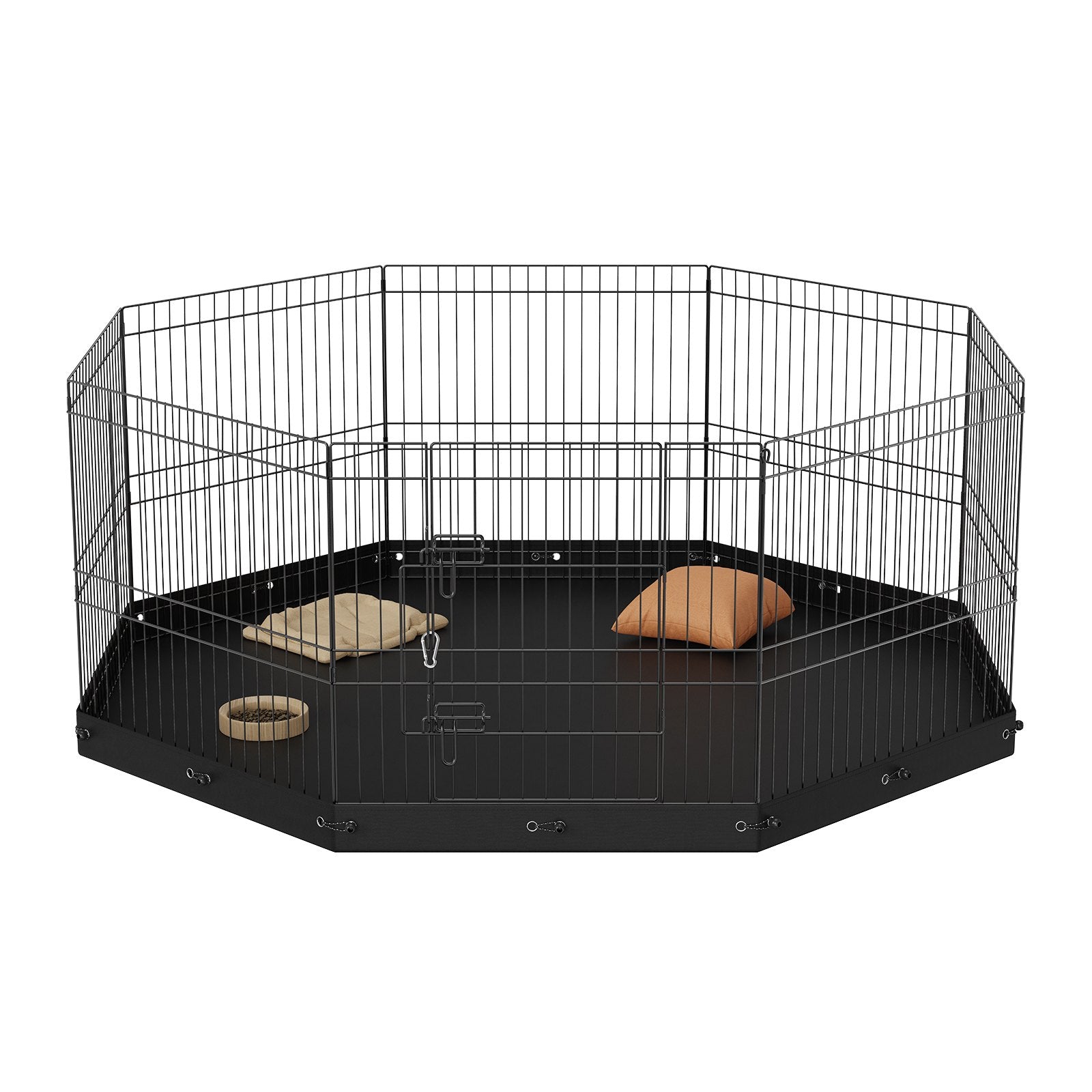 VEVOR Dog Playpen, 8 Panels Foldable Metal Dog Exercise Pen with Bottom Pad, 24" H Pet Fence Puppy Crate Kennel with Ground Stakes, Indoor Outdoor Dog Pen for Small Medium Pets, for Camping, Yard 