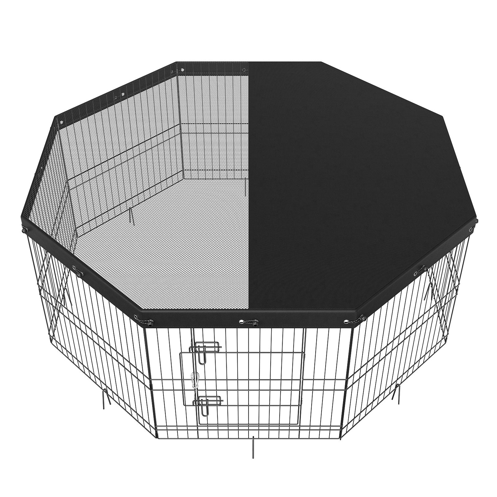 VEVOR Dog Playpen, 8 Panels Foldable Metal Dog Exercise Pen with Top Cover, 24" H Pet Fence Puppy Crate Kennel with Ground Stakes, Indoor Outdoor Dog Pen for Small Medium Pets, for Camping, Yard 