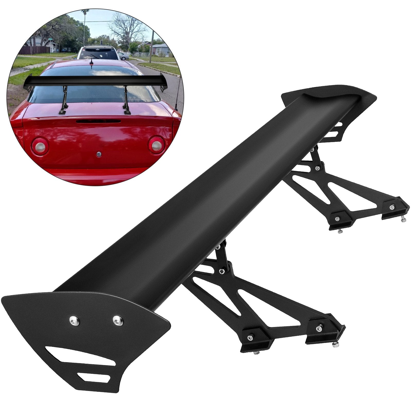 Universal GT Wing Spoiler 110CM Lightweight Aluminum Rear Spoiler Wing Adjustable Angel Single Deck 