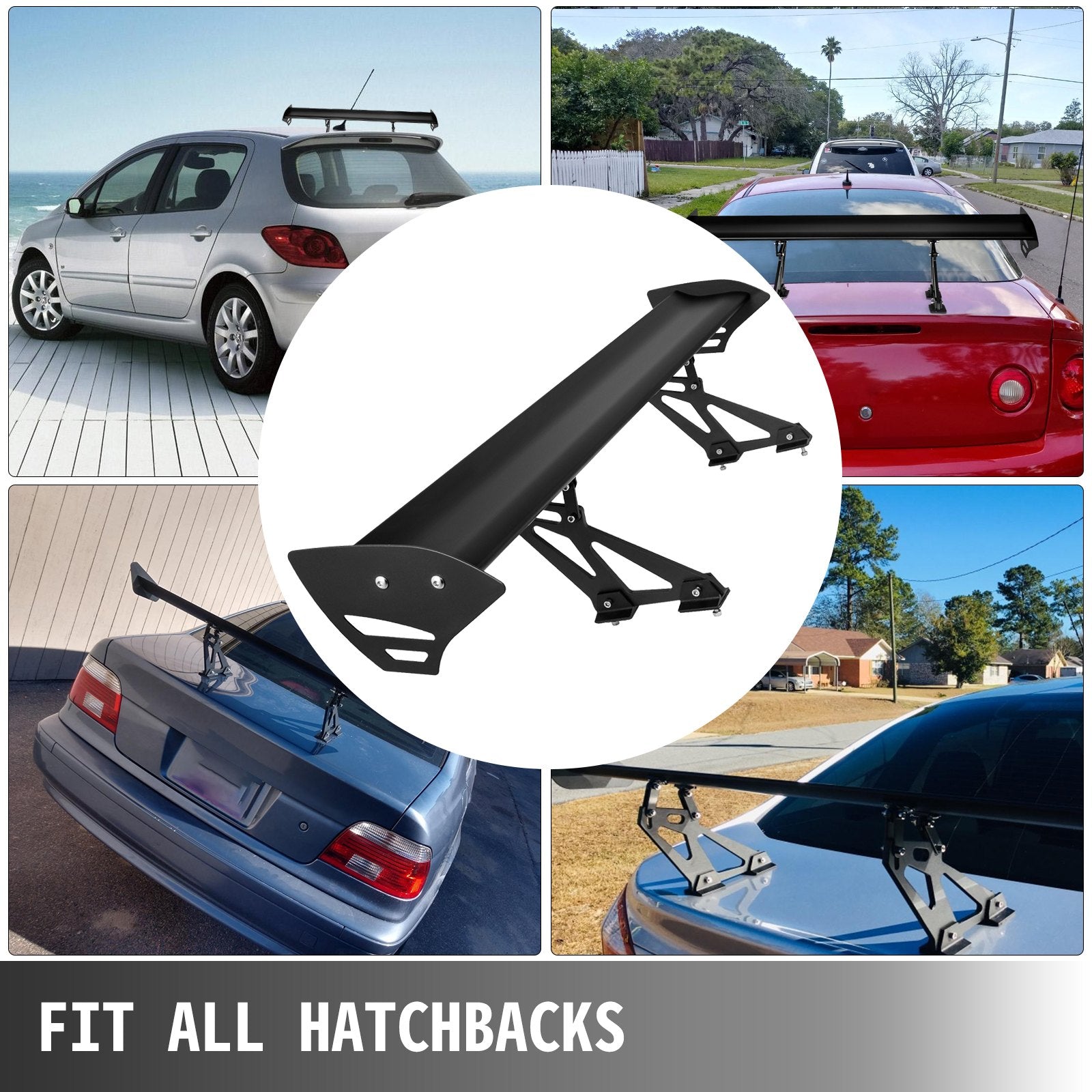 Universal GT Wing Spoiler 110CM Lightweight Aluminum Rear Spoiler Wing Adjustable Angel Single Deck 