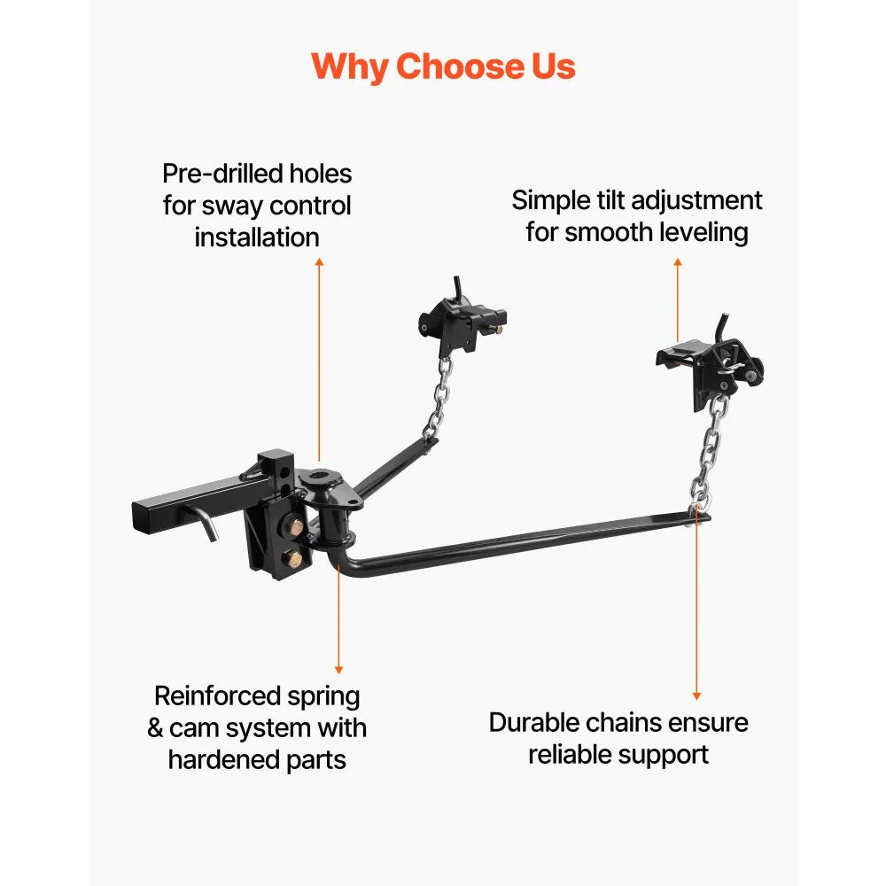 10,000 lb Weight Distribution Hitch with 2-5/16" Hitch Ball, 1,000 lb Tongue Weight, 2" Shank