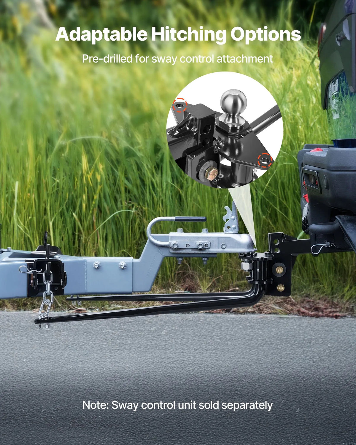 10,000 lb Weight Distribution Hitch with 2-5/16" Hitch Ball, 1,000 lb Tongue Weight, 2" Shank