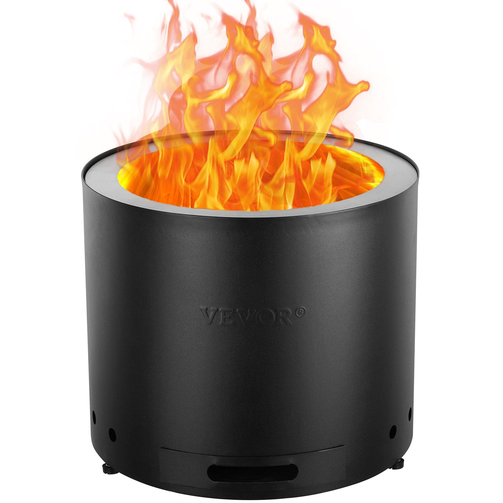 VEVOR Smokeless Fire Pit Stove Bonfire 19.3 in Dia Wood Burning Stainless Steel 