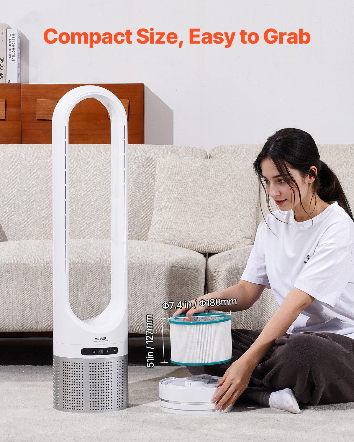 VEVOR Replacement Filter for Tower Fan with High-Density HEPA & Activated Carbon 