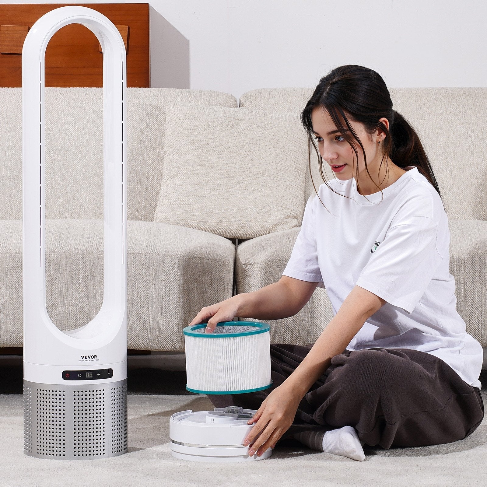VEVOR Replacement Filter for Tower Fan with High-Density HEPA & Activated Carbon 