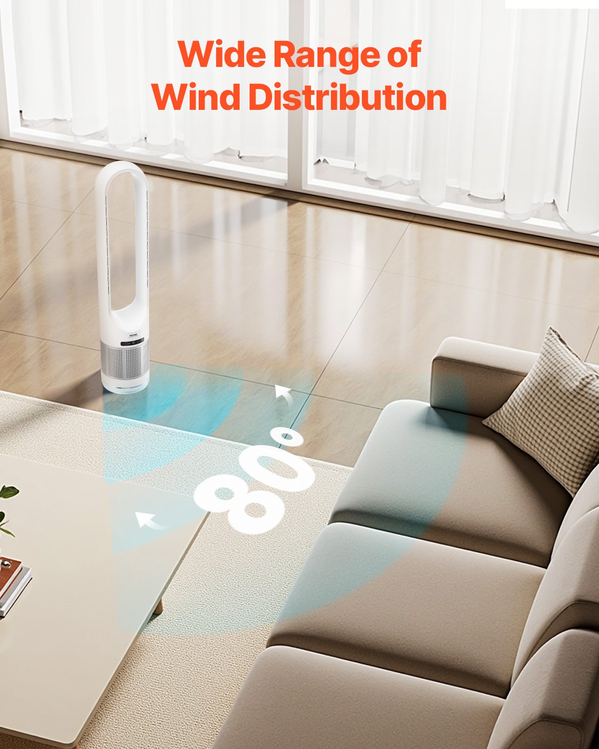 VEVOR 40" Oscillating Tower Fan 8H Timer 15.4ft/s Velocity with Remote Control 