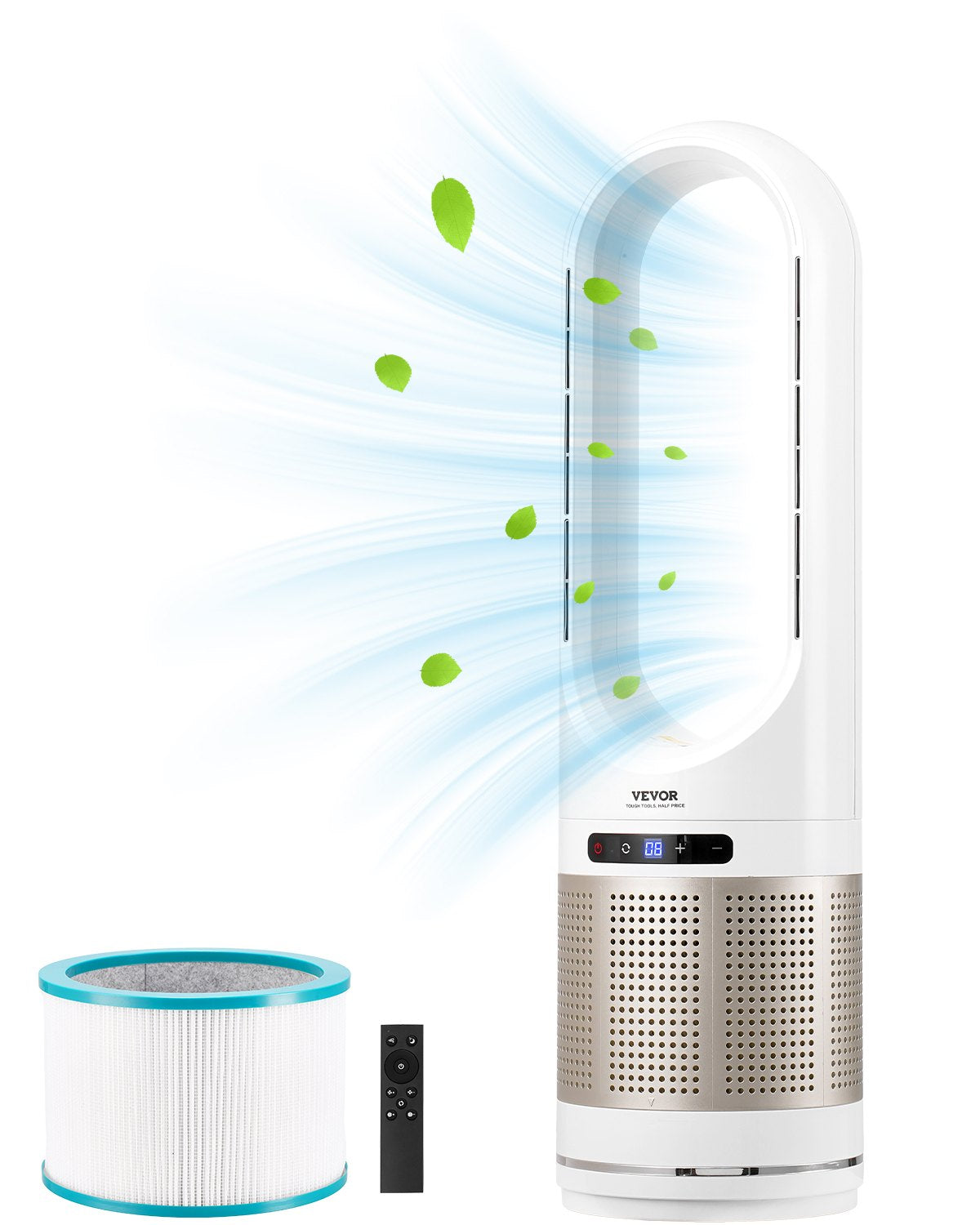 VEVOR 34" Oscillating Tower Fan 8H Timer 16.4ft/s Velocity with Remote Control 