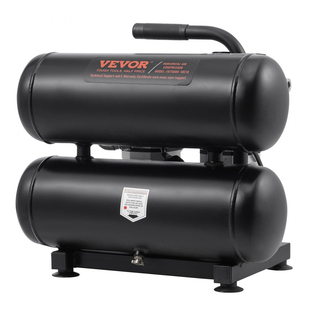 VEVOR Air Compressor Compact Portable Oil Free Compressor 4.6 Gallon 90 PSI 