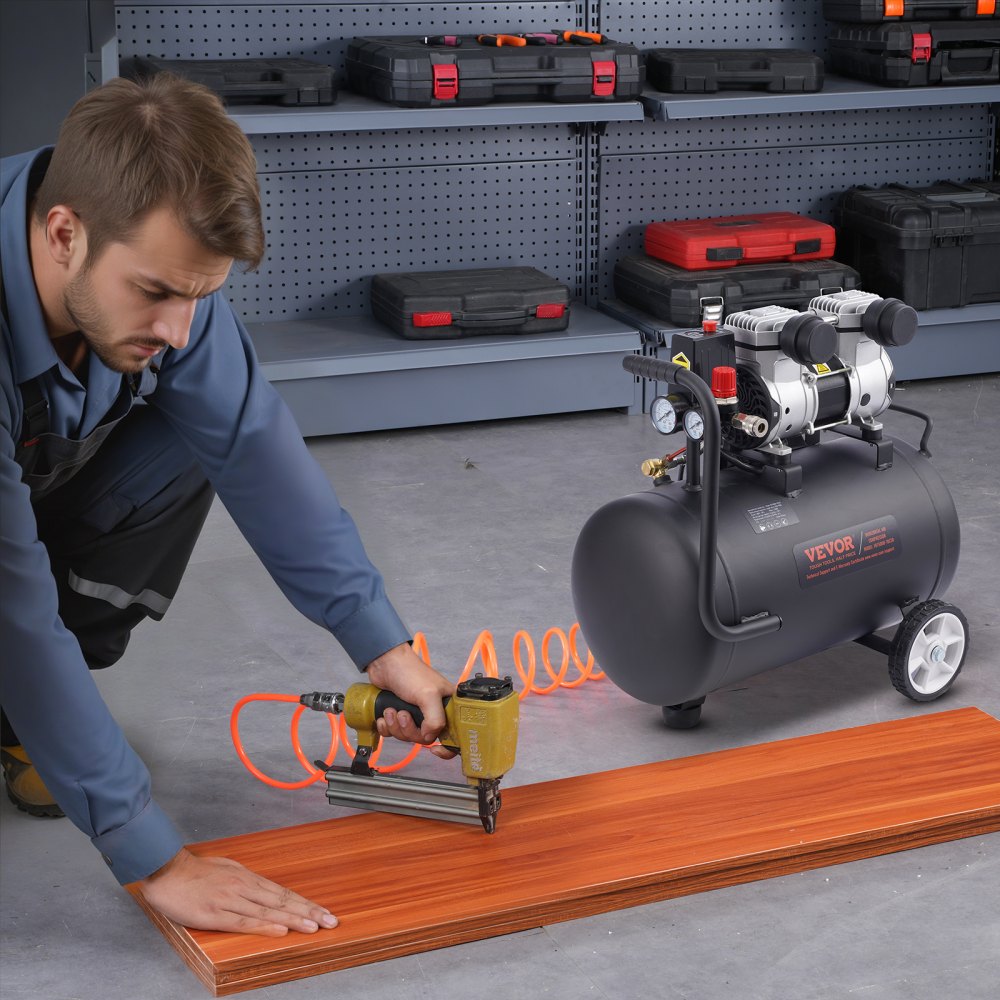 VEVOR Air Compressor Compact Portable Oil Free Compressor 8 Gallon 90 PSI 