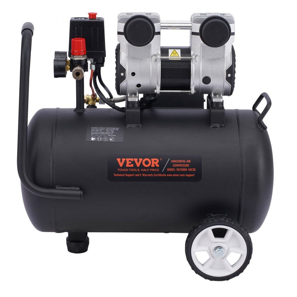 VEVOR Air Compressor Compact Portable Oil Free Compressor 8 Gallon 90 PSI 