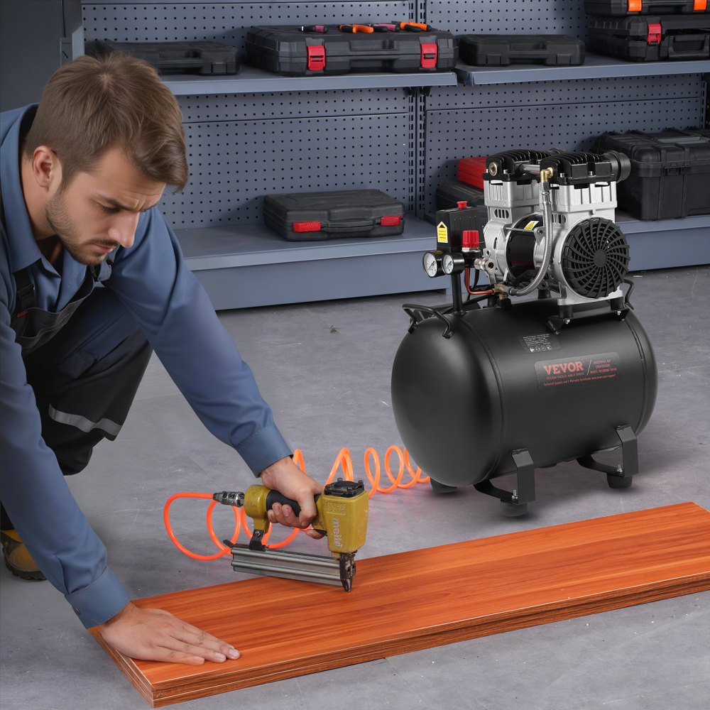 VEVOR Air Compressor Compact Portable Oil Free Compressor 10 Gallon 90 PSI 