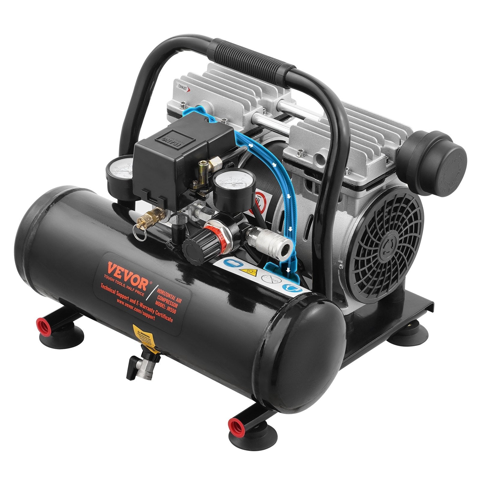 VEVOR Air Compressor Compact Portable Oil Free Compressor 1 Gallon 90PSI 