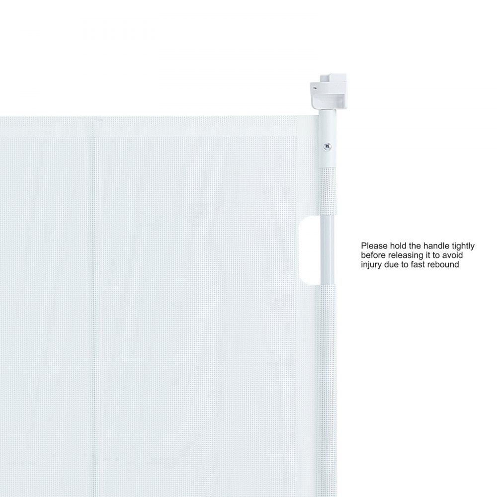 VEVOR Mesh Baby Gate, 34.2" Tall Retractable Baby Gate, Extends up to 116.1" Wide Retractable Gate for Kids or Pets, Retractable Dog Gates for Indoor Stairs, Doorways, Hallways, Playrooms, White 