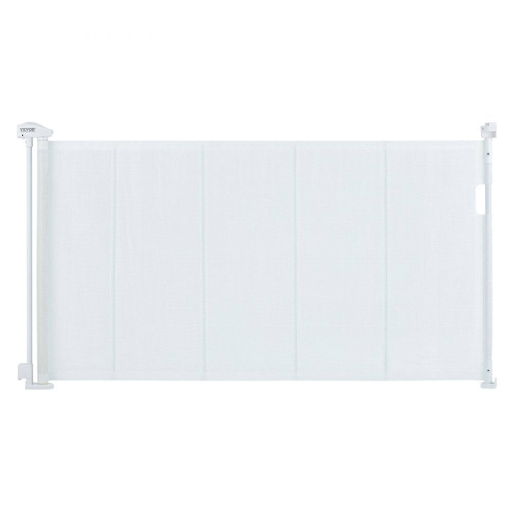 VEVOR Mesh Baby Gate, 34.2" Retractable Baby Gate, Extends up to 60" Wide Retractable Gate for Kids or Pets, Retractable Dog Gates for Indoor Stairs, Doorways, Hallways, Playrooms, White 