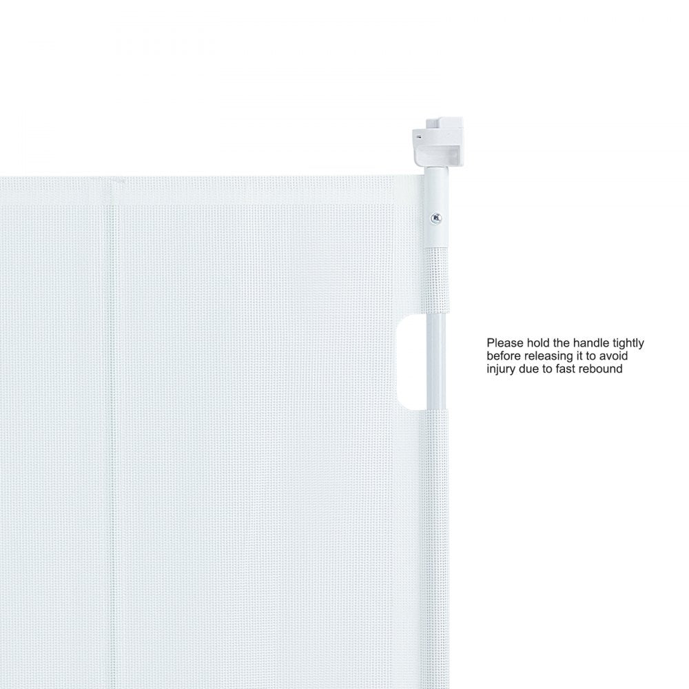 VEVOR Mesh Baby Gate, 34.2" Retractable Baby Gate, Extends up to 60" Wide Retractable Gate for Kids or Pets, Retractable Dog Gates for Indoor Stairs, Doorways, Hallways, Playrooms, White 