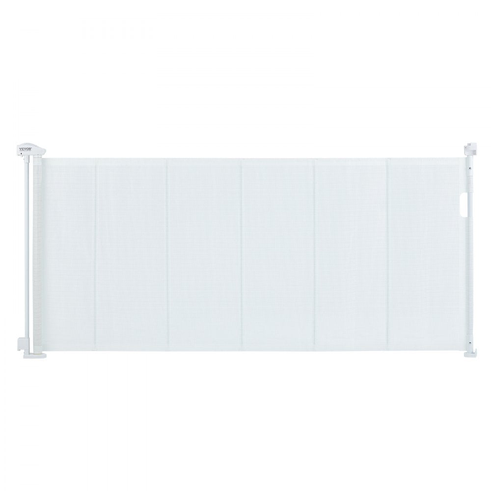 VEVOR Mesh Baby Gate, 34.2" Retractable Baby Gate, Extends up to 76.8" Wide Retractable Gate for Kids or Pets, Retractable Dog Gates for Indoor Stairs, Doorways, Hallways, Playrooms, White 