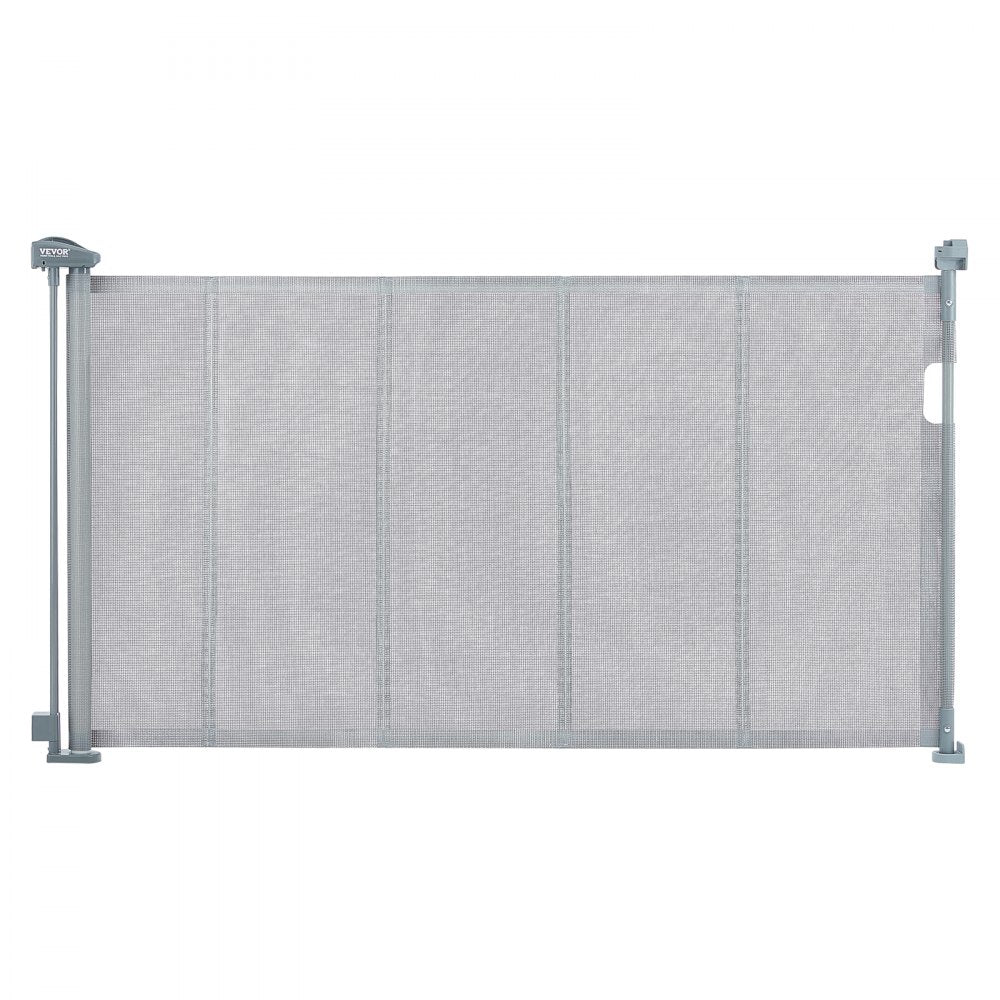 VEVOR Mesh Baby Gate, 34.2" Tall Retractable Baby Gate, Extends up to 60" Wide Retractable Gate for Kids or Pets, Retractable Dog Gates for Indoor Stairs, Doorways, Hallways, Playrooms, Gray 