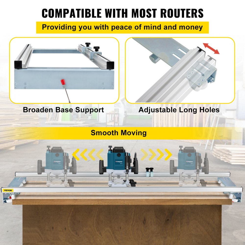 VEVOR Router Sled, 64" /162.6 cm Width, Slab Guide Jig for Woodworking with Locking Function, Portable and Easy to Adjust, Trimming Planing Machine for Wood Flattening, Home DIY 