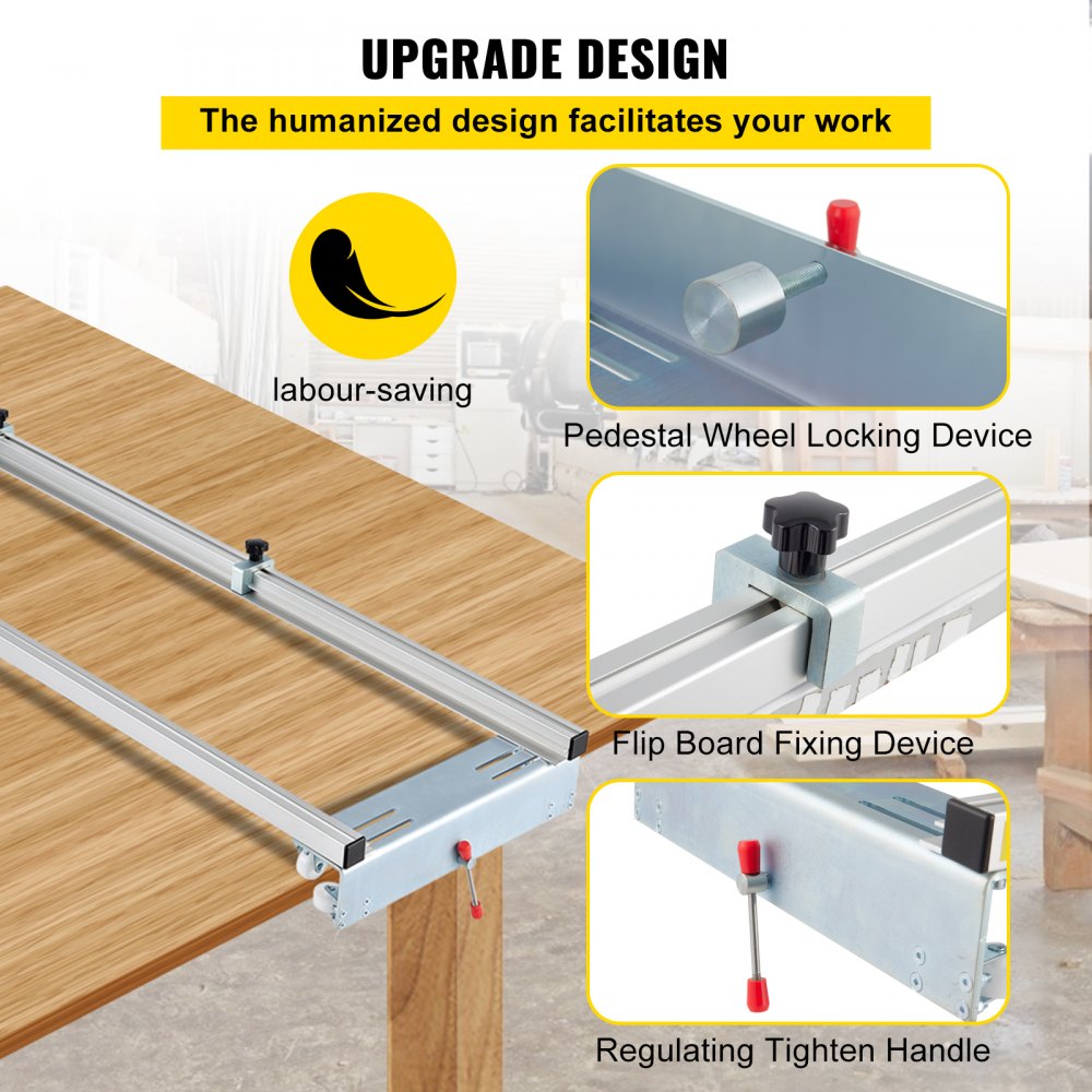 VEVOR Router Sled, 64" /162.6 cm Width, Slab Guide Jig for Woodworking with Locking Function, Portable and Easy to Adjust, Trimming Planing Machine for Wood Flattening, Home DIY 