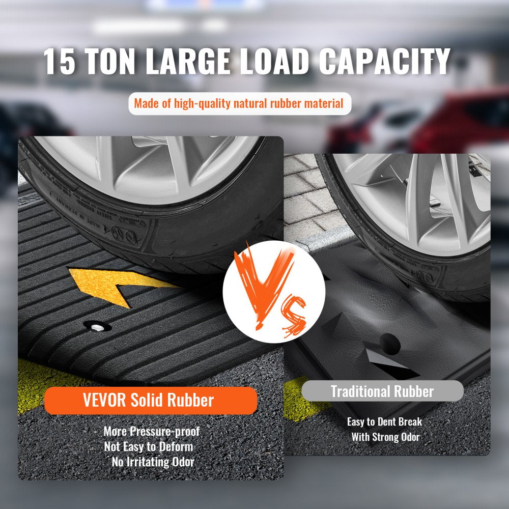 VEVOR Upgraded Rubber Threshold Ramp, 3.5" Rise Door Ramp with 1 Channel, Natural Rubber Car Ramp with Non-Slip Textured Surface, 33069 lbs Load Capacity Curb Ramp for Wheelchair and Scooter 