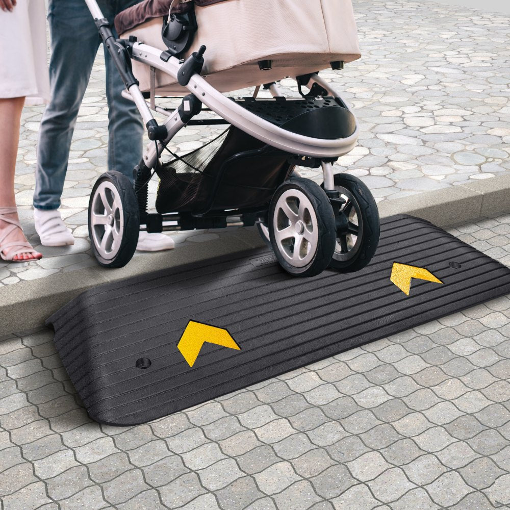 VEVOR Upgraded Rubber Threshold Ramp, 1.5" Rise Wheelchair Ramp Doorway, Natural Curb Ramp Rated 33069 lbs Load Capacity, Non-Slip Textured Surface Rubber Curb Ramp for Wheelchair and Scooter 
